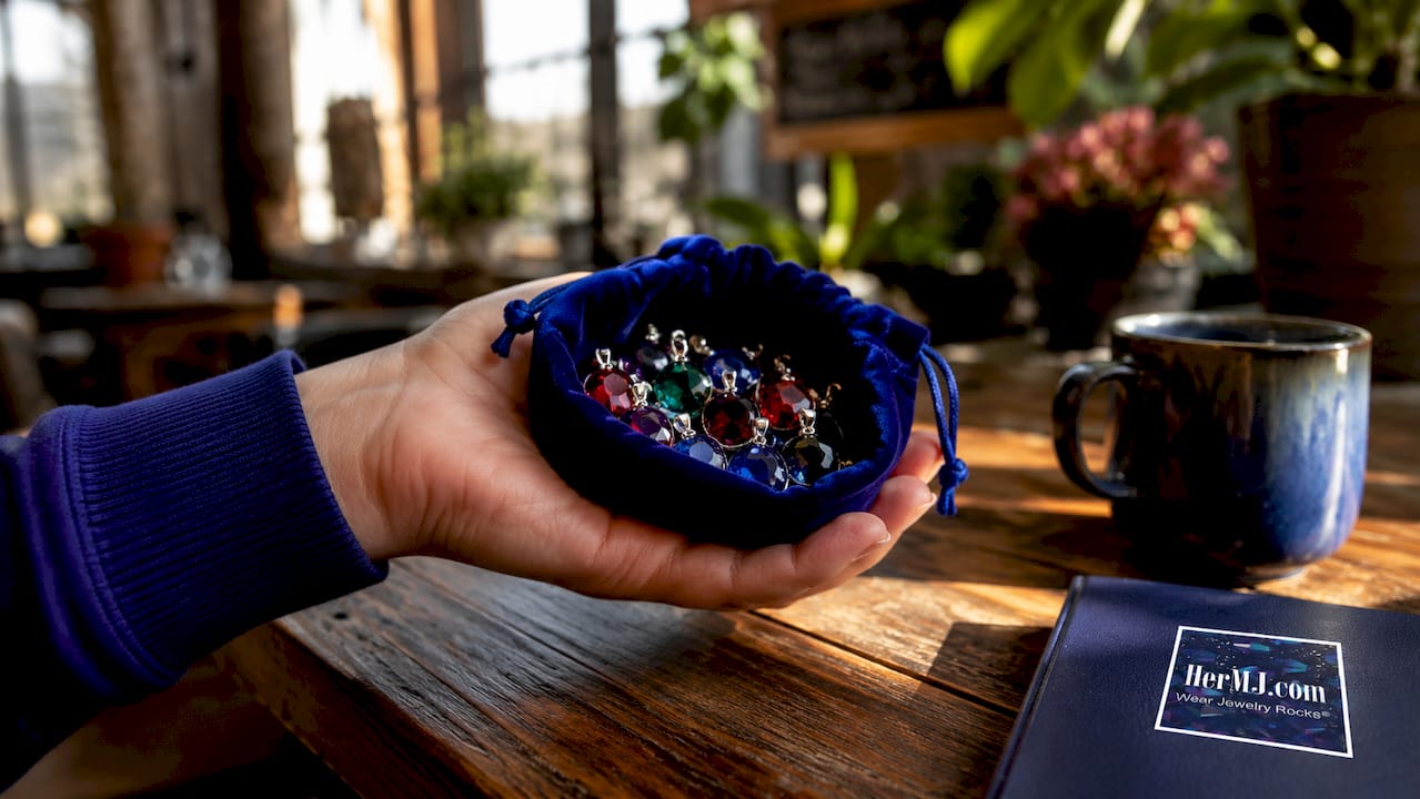 How to Choose Gemstone Jewelry for Holiday Gifting Hand holding colorful gemstone pendants close-up