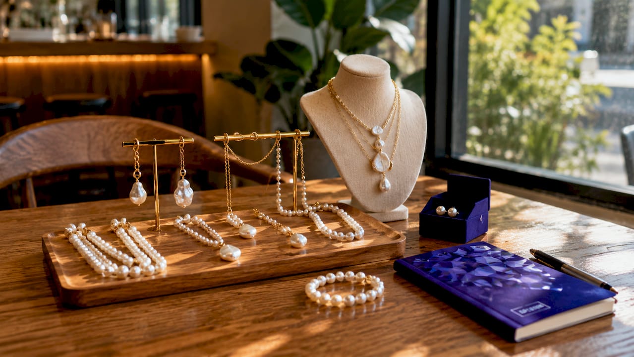 Why Pearls Elevate Outfits: Style Guide for Today's Best Look Assorted pearl jewelry pieces close-up overhead
