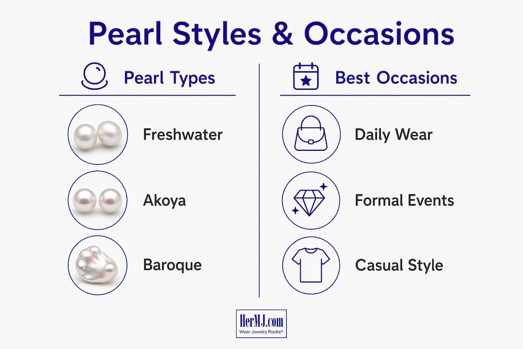 Why Pearls Elevate Outfits: Style Guide for Today's Best Look Infographic comparing pearl types and occasions
