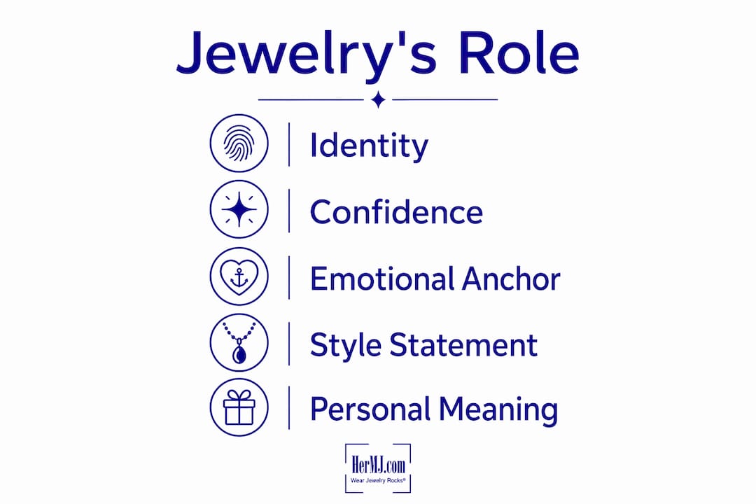 The Role of Jewelry in Fashion: Your Modern Style Guide Infographic illustrating jewelry's personal expression roles