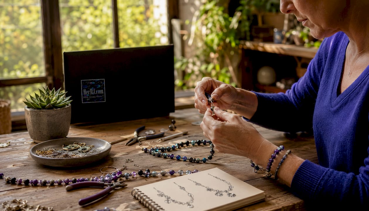 Why Handmade Jewelry Takes Longer: Craftsmanship Explained Close-up of hands assembling handmade necklace