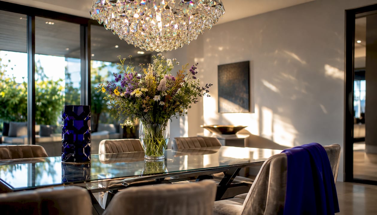 How Light Transforms Crystal Decor in Your Home Luxury living room with crystal chandelier and light prisms