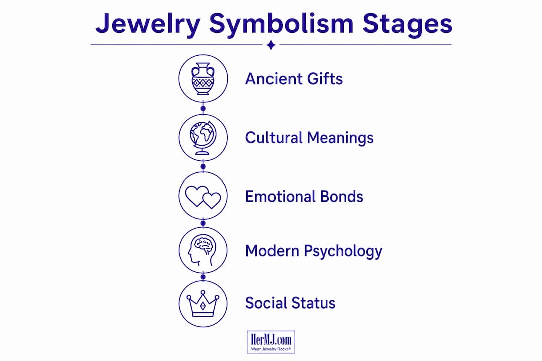 Why Jewelry Symbolizes Relationships: Meanings and History Infographic showing stages of jewelry symbolism