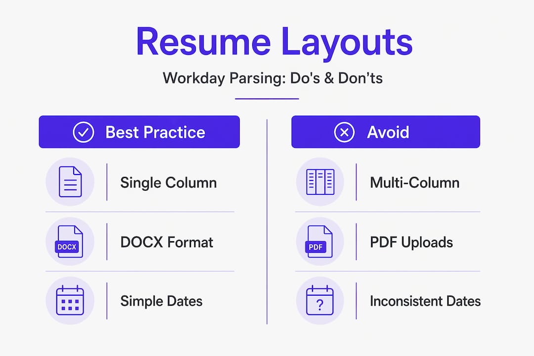 Infographic comparing best vs worst resume layouts