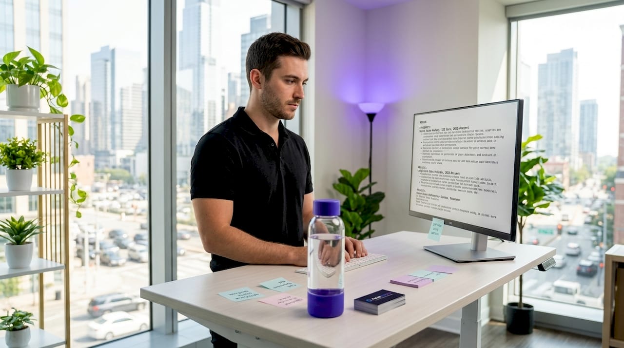 Man reviews plain text resume after parsing