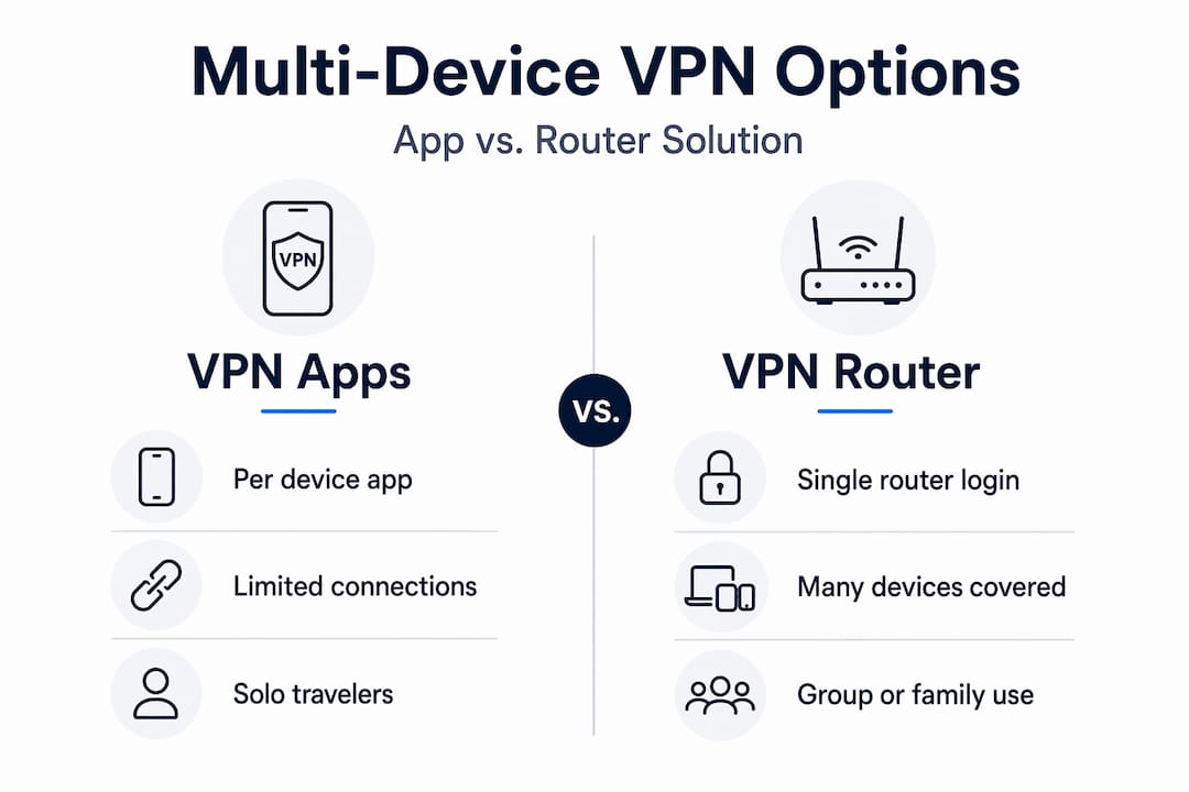Infographic compares VPN apps and router solutions