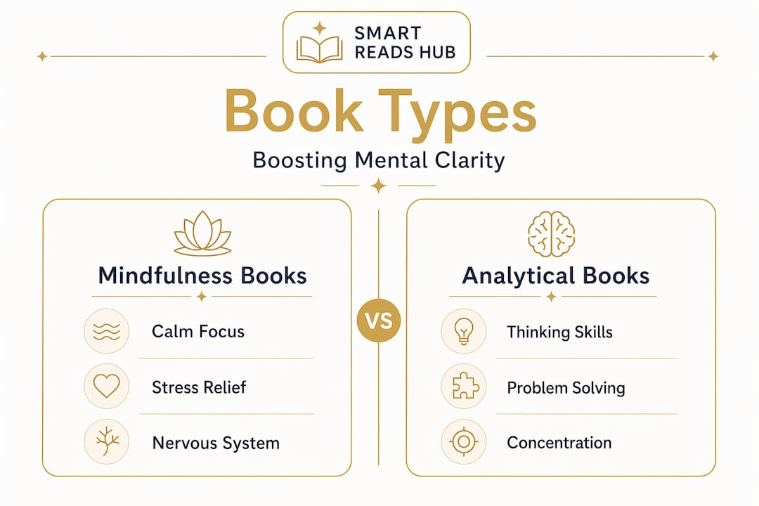 Infographic comparing book types for mental clarity