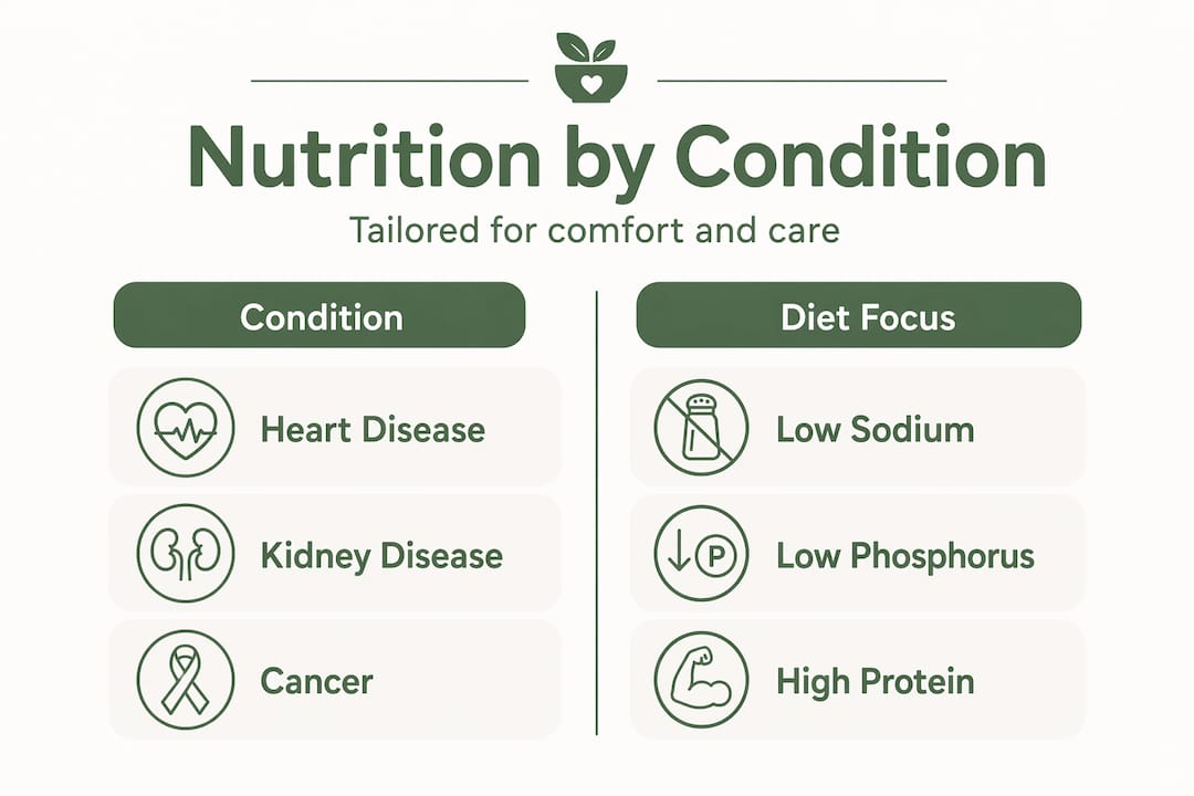 Infographic showing pet diet modification by condition