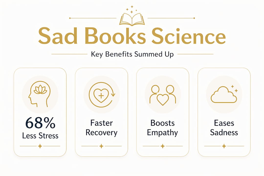 Infographic showing science-backed benefits of sad books