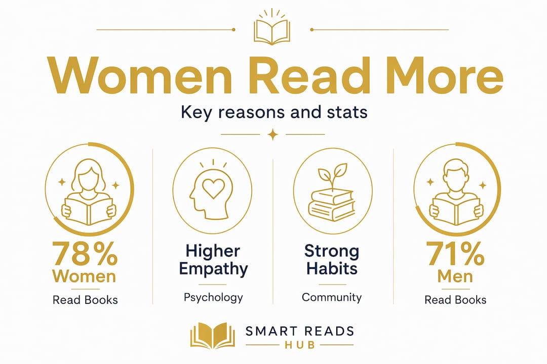 Infographic showing reading gender gap statistics and psychology