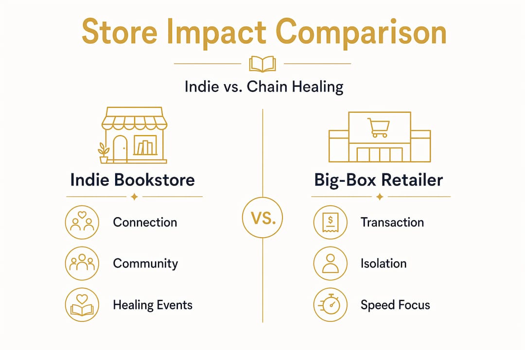 Infographic comparing indie vs. chain bookstore impact