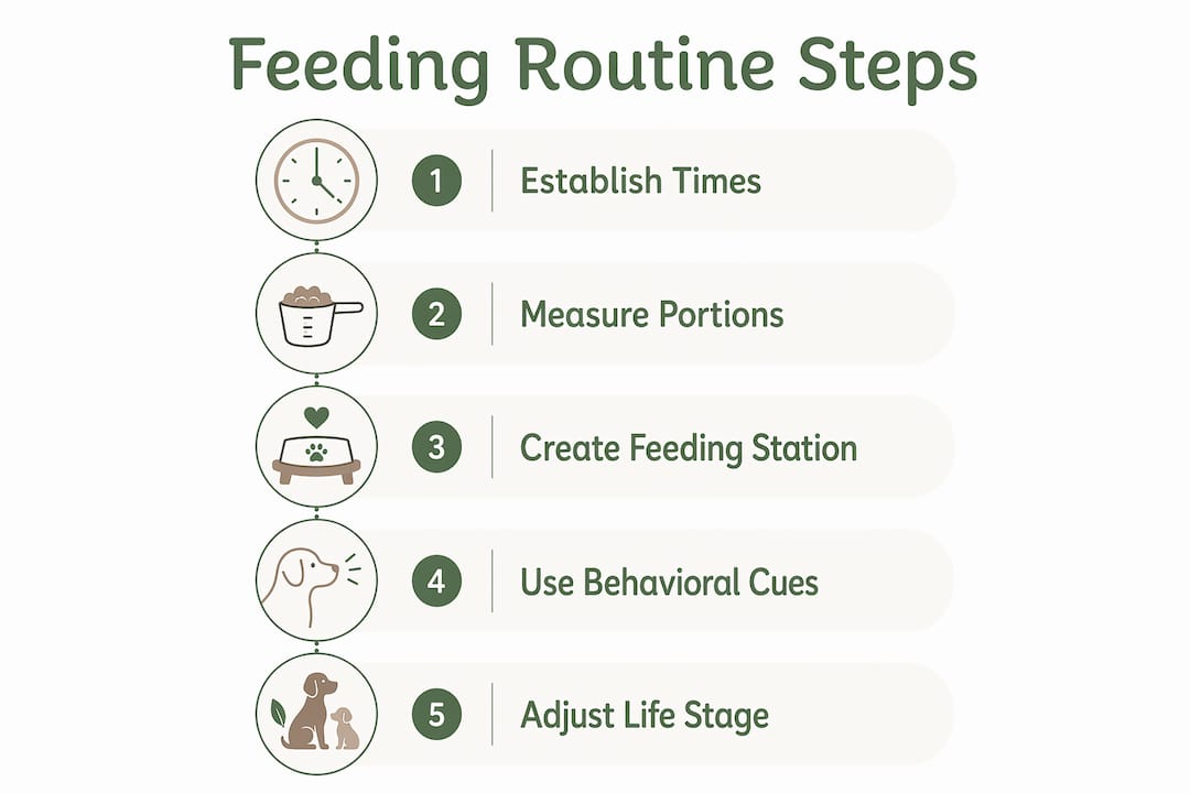 Infographic showing pet feeding routine steps
