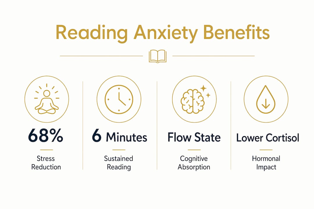 Infographic displaying key statistics about reading and anxiety reduction