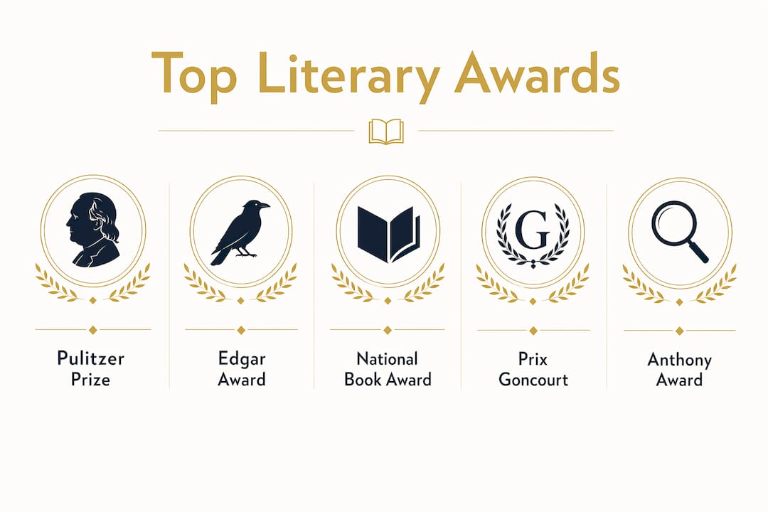 Infographic illustrating top literary awards for women authors