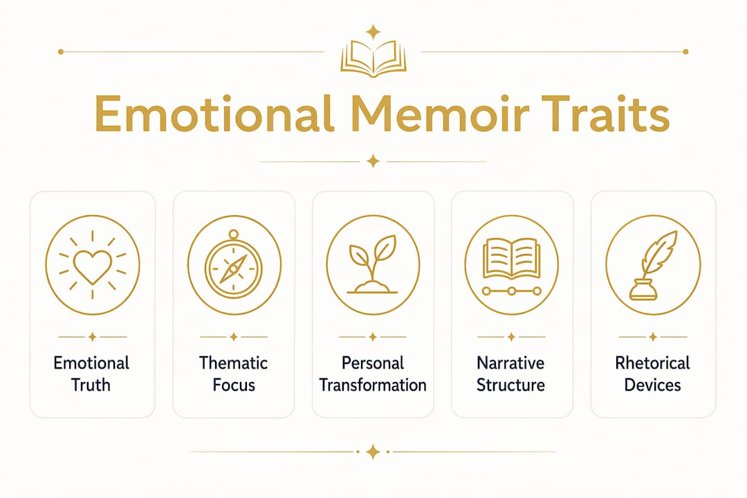 Infographic showing emotional memoir key characteristics