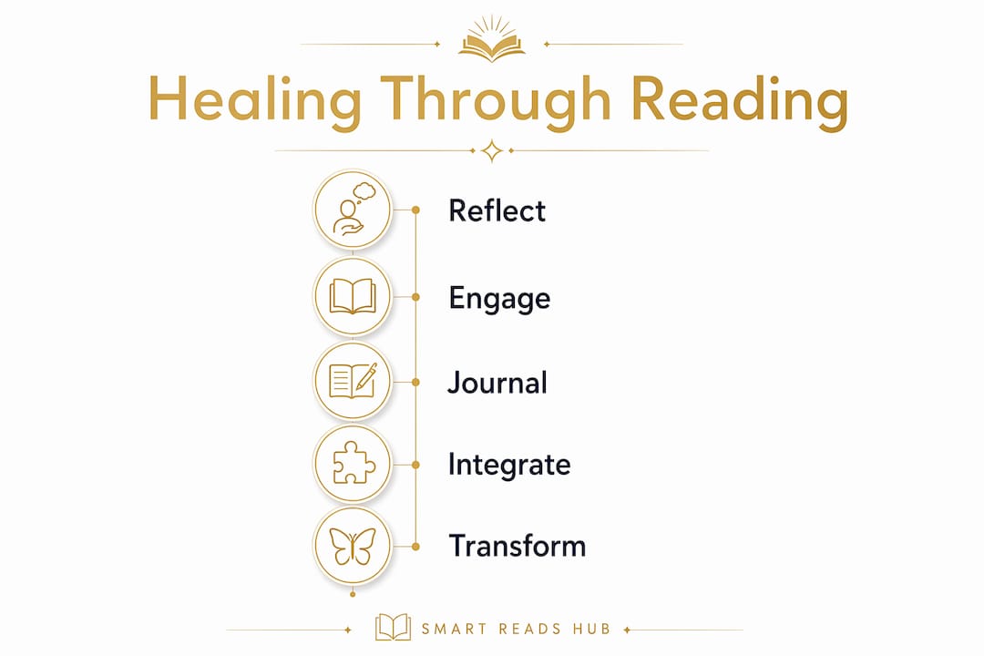 Infographic illustrating spiritual healing steps through reading