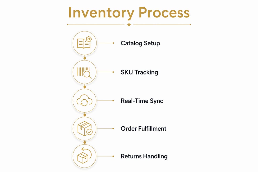 Infographic illustrating online bookseller inventory process
