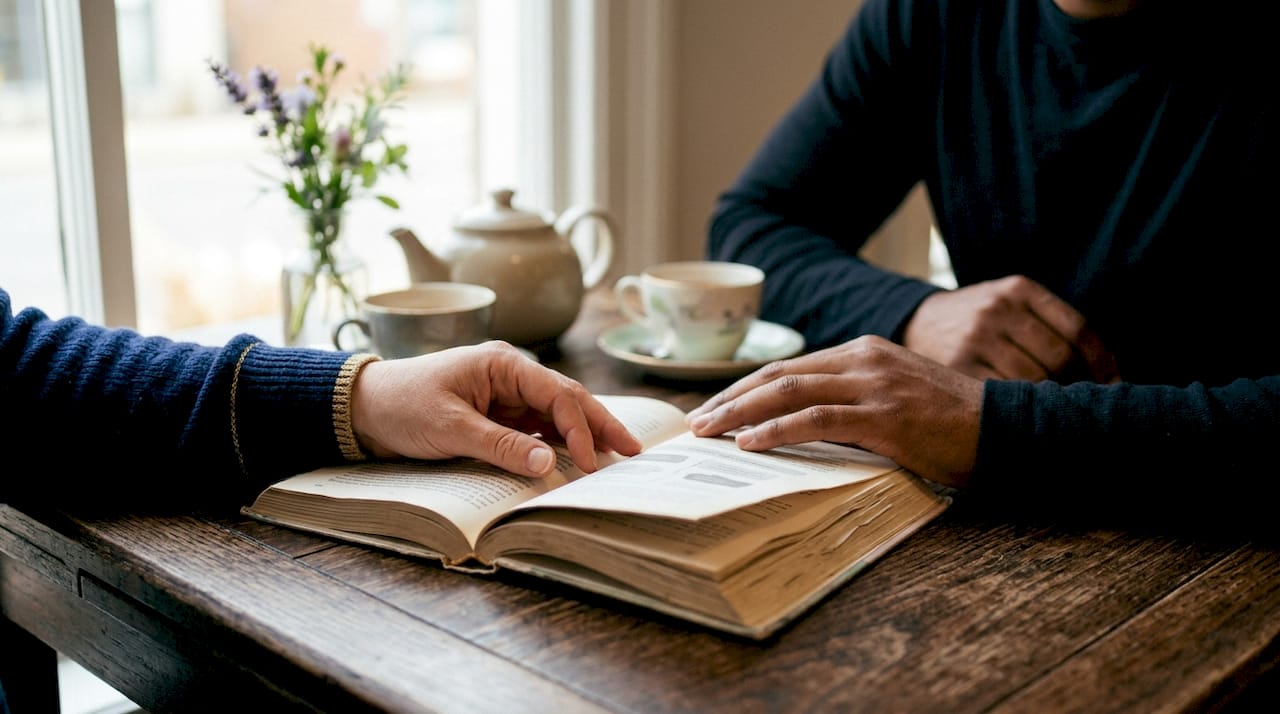 Hands holding book with notes about emotional regulation