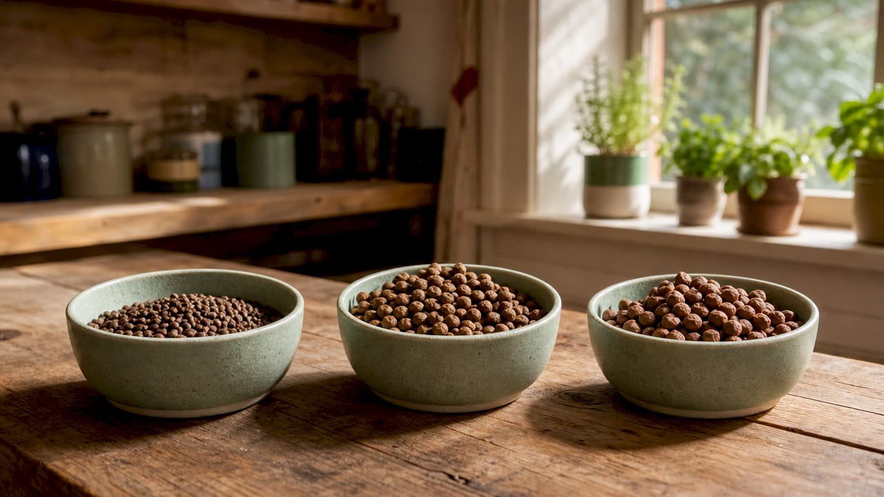 Measured dog food portions for life stages