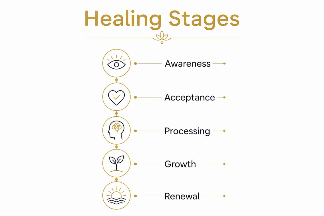 Infographic with stages of breakup recovery process
