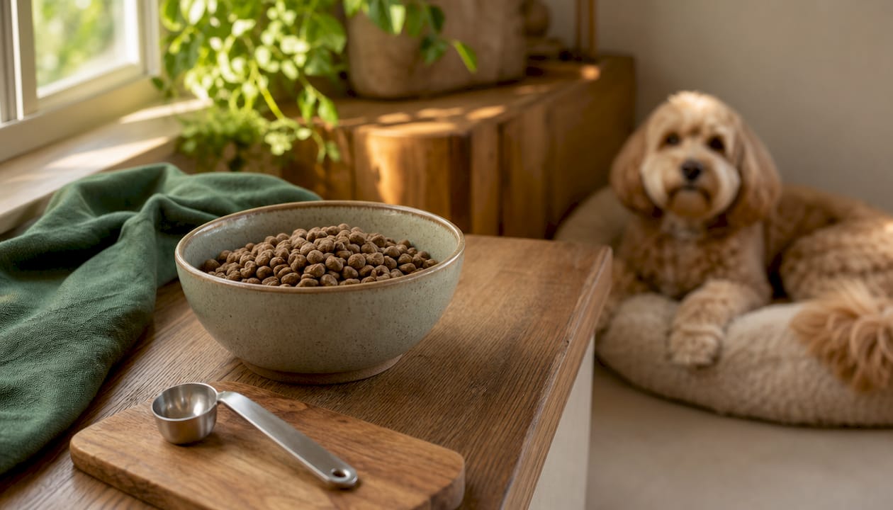 Measured kibble portion for adult Cavoodle feeding