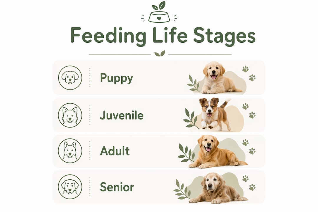 Infographic showing Cavoodle feeding stages by life stage