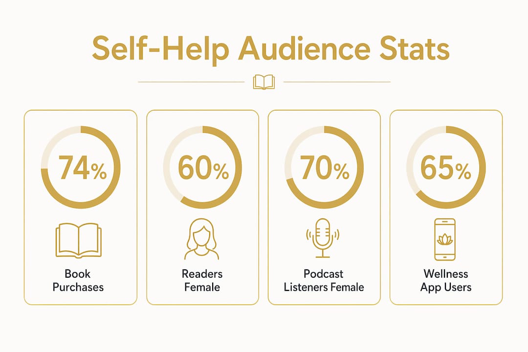 Infographic showing key self-help consumption statistics