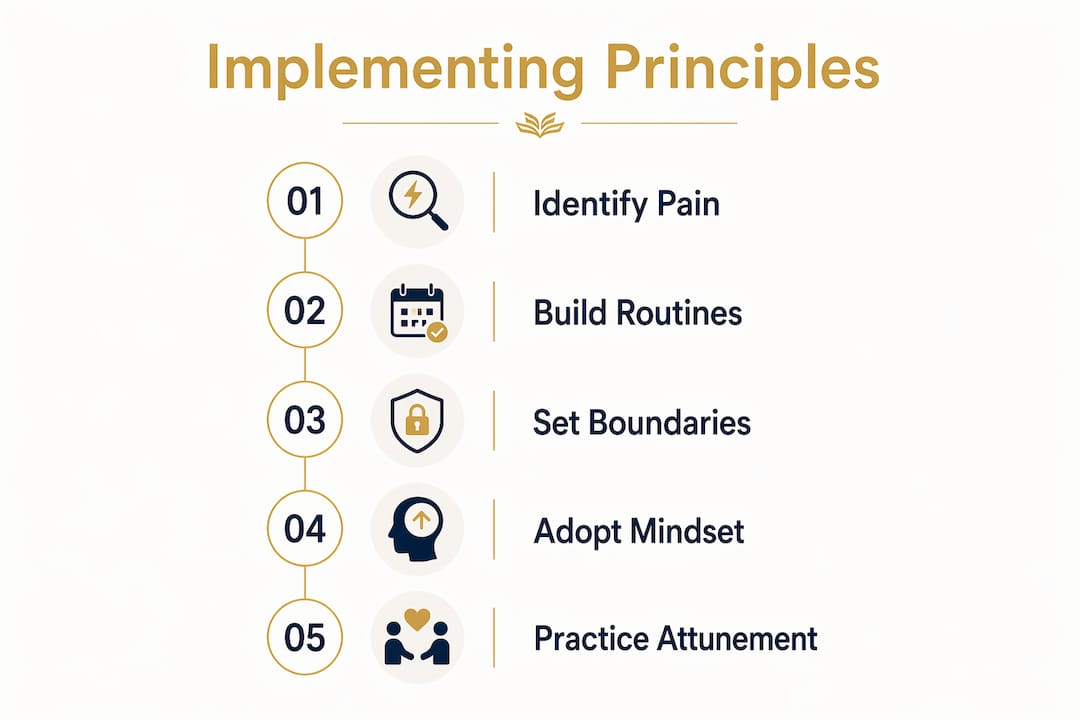 Infographic showing step-by-step work-life balance implementation