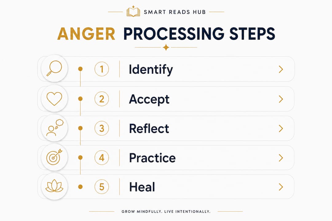 Infographic showing five-step anger processing