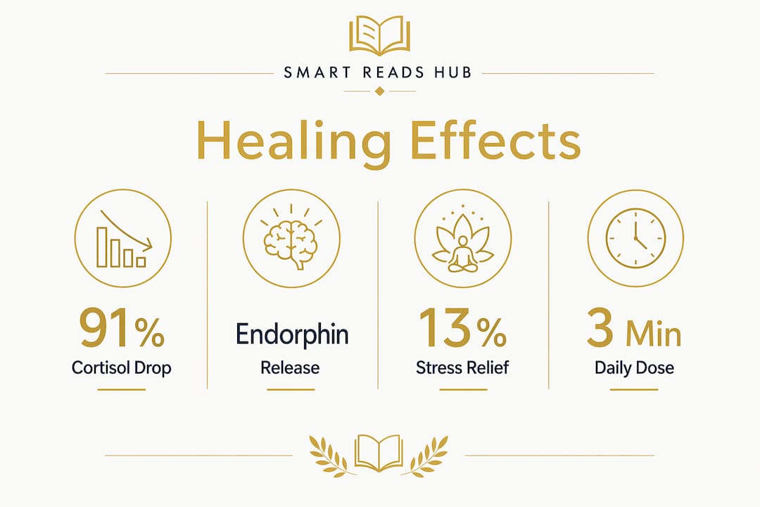 Infographic showing healing effects of humor books
