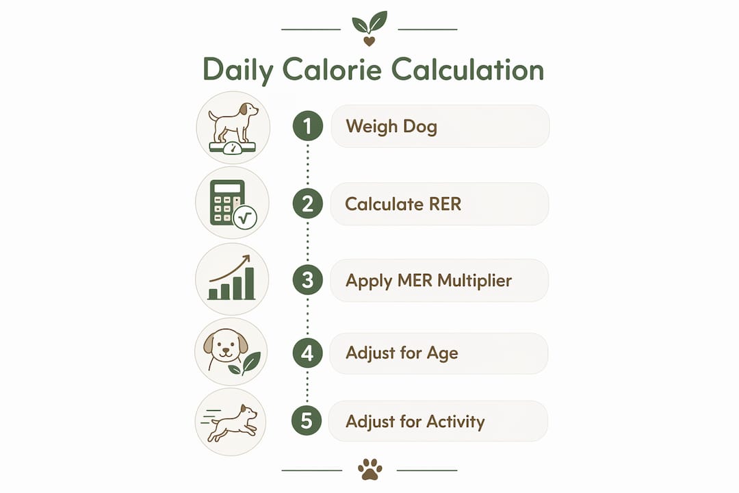Infographic showing steps to calculate Cavapoo daily calories