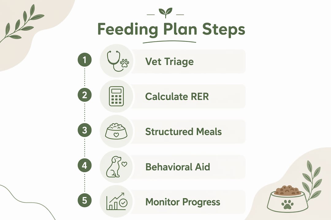 Infographic detailing canine anxiety feeding plan steps
