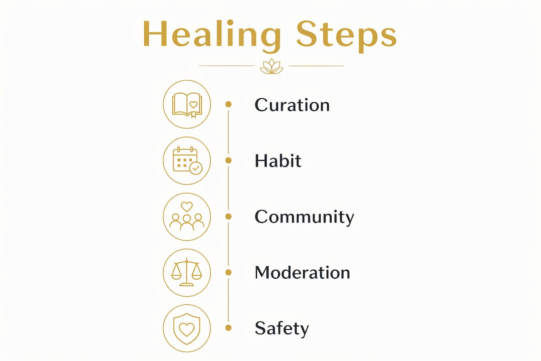 Infographic showing healing steps using book subscriptions