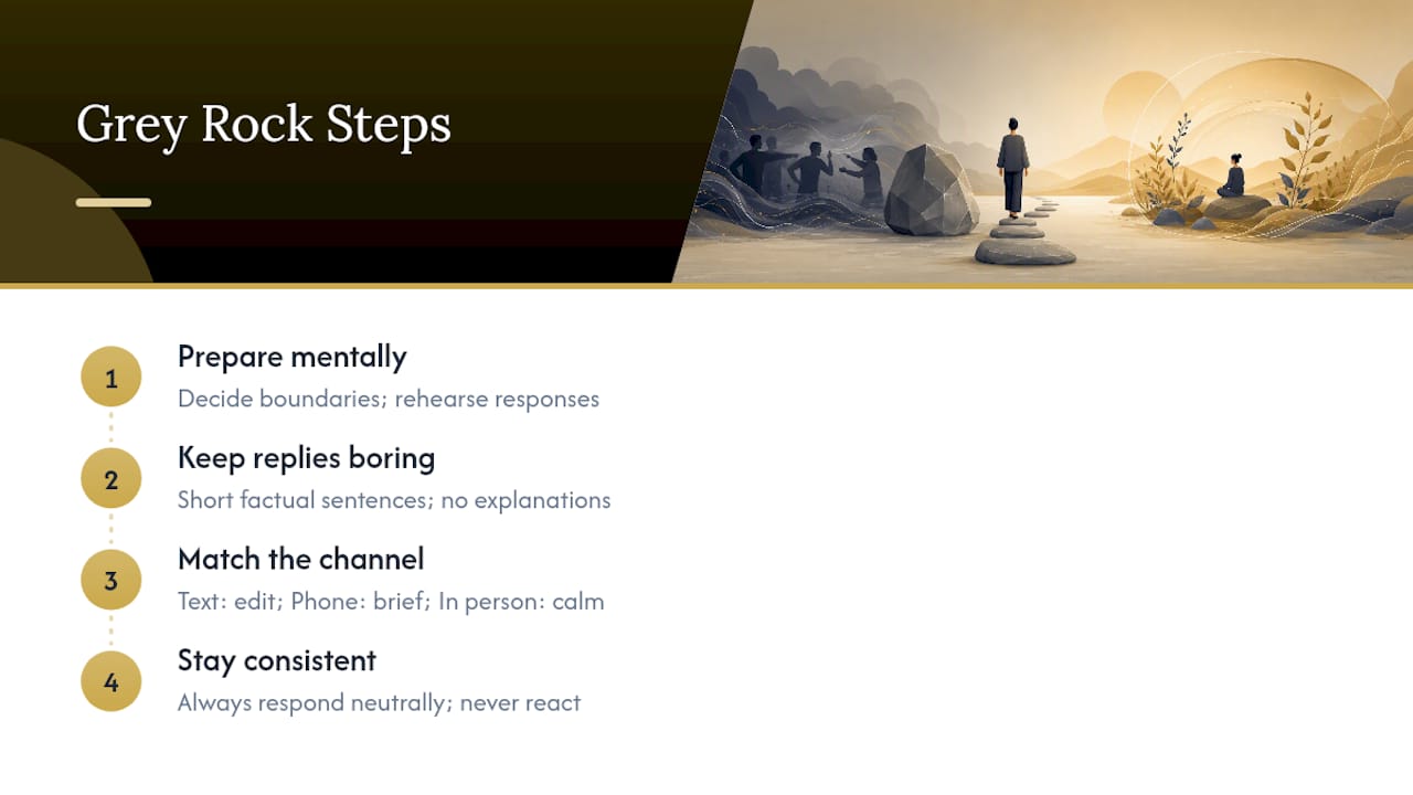 Diagram of grey rock method four-step process