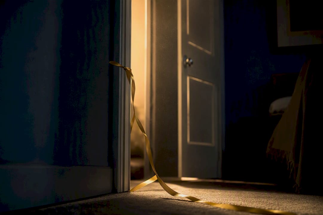 A doorway with symbolic blurred boundary line