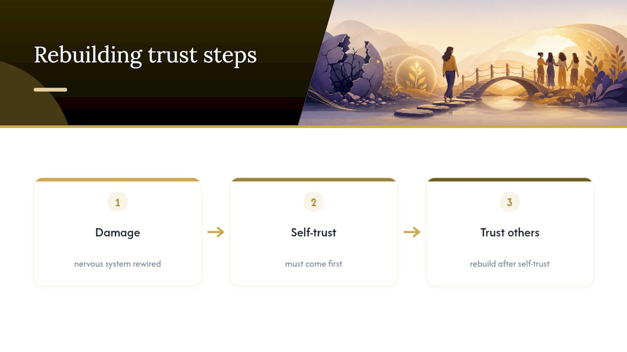 What does rebuilding trust after abuse actually require? — overview diagram