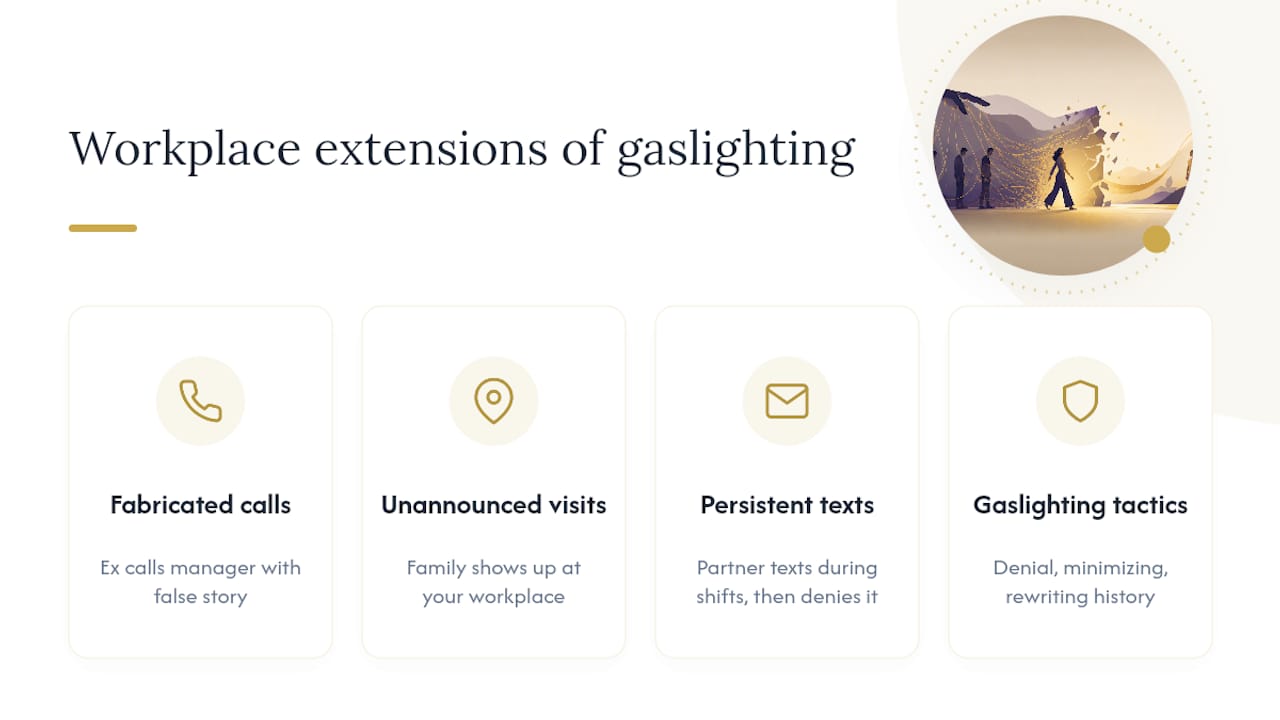 What Tactics Show Up When Gaslighting Follows You Into Work? — overview diagram