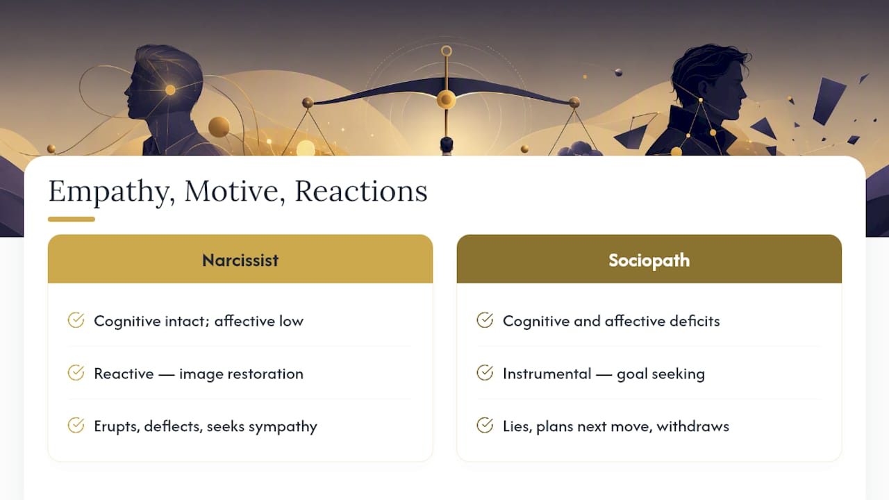 Comparison of narcissistic and sociopathic behavior patterns
