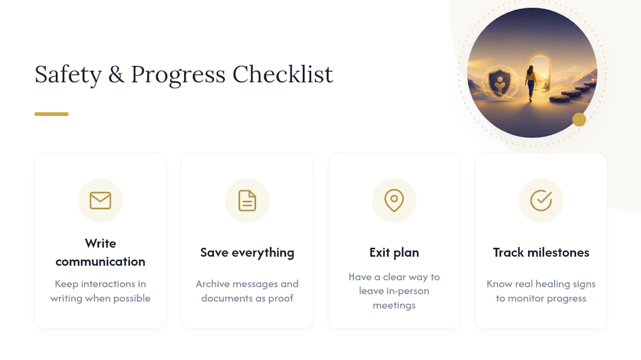 Four-part gaslighting recovery safety checklist