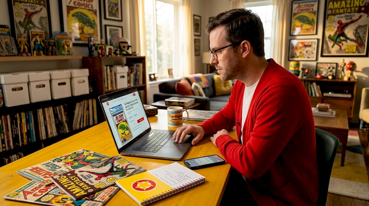 Buyer bidding on graded comics online