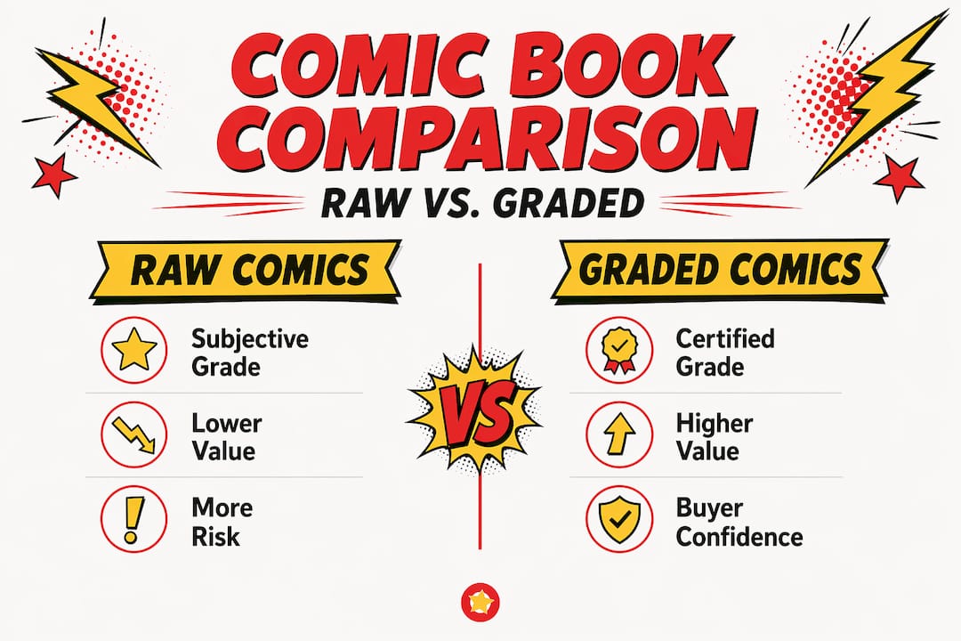 Infographic comparing raw and graded comics