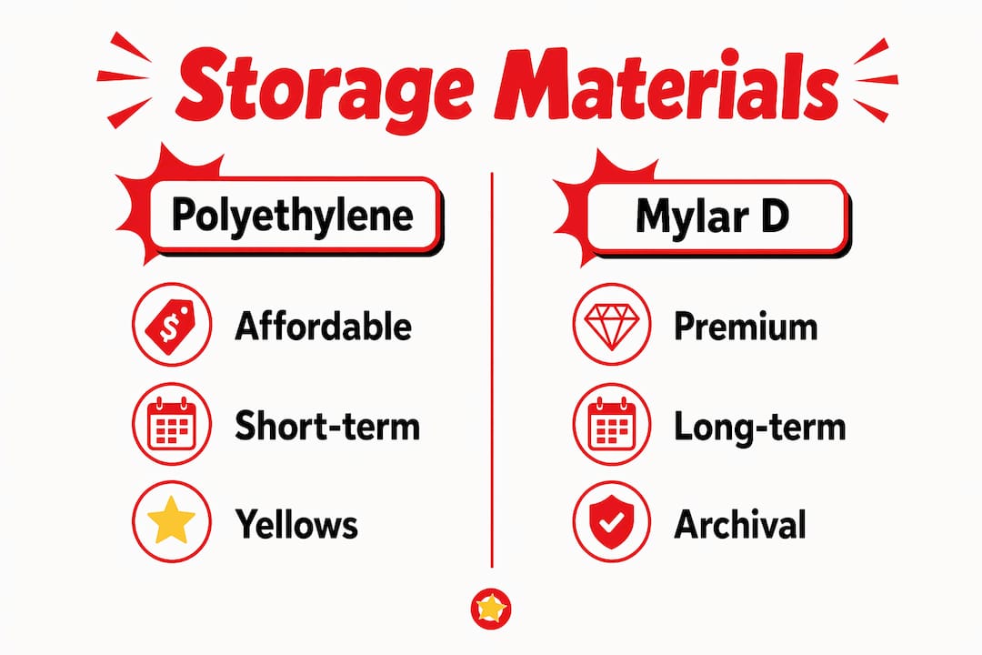 Infographic comparing storage materials polyethylene vs Mylar D