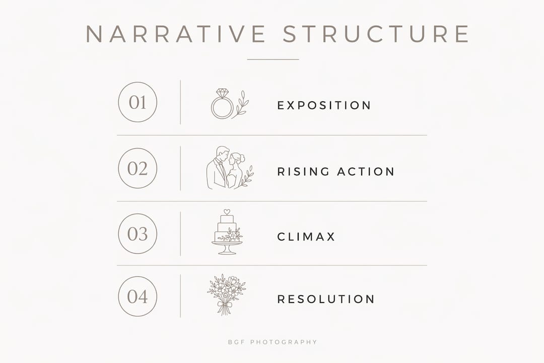 Infographic illustrating wedding film narrative flow