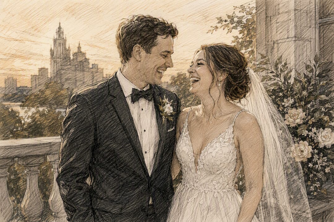Candid bride and groom with natural colors