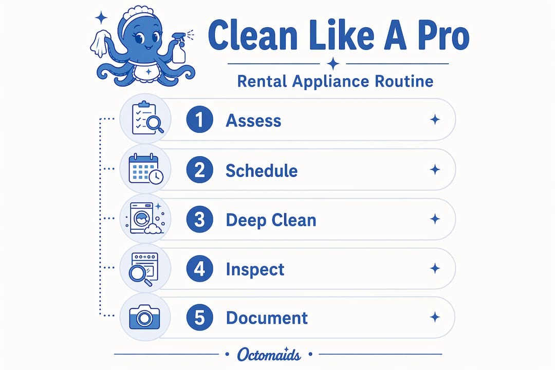 Five-step process for rental appliance cleaning