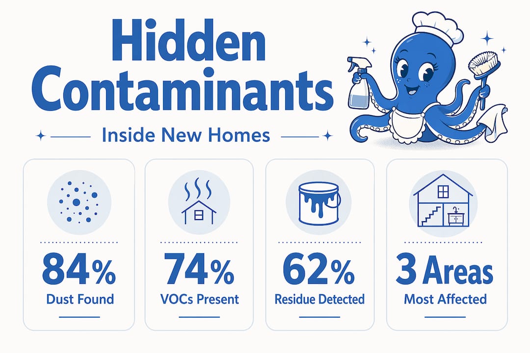 Infographic shows dust, VOCs, residue stats in new homes
