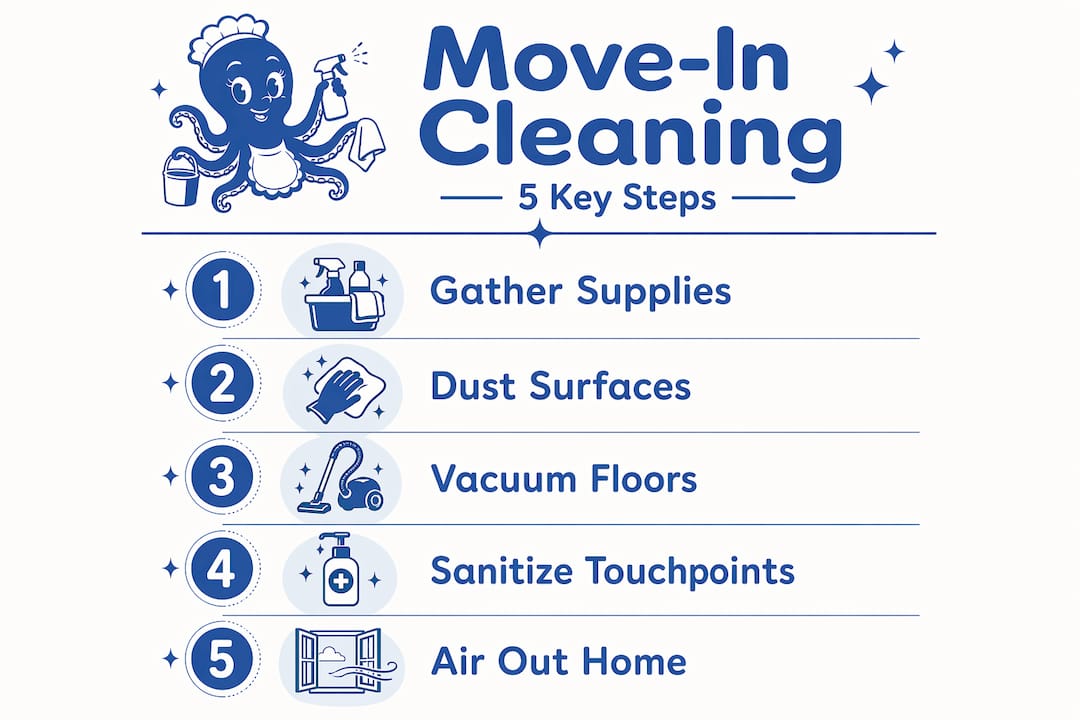 Infographic with five steps for move-in cleaning