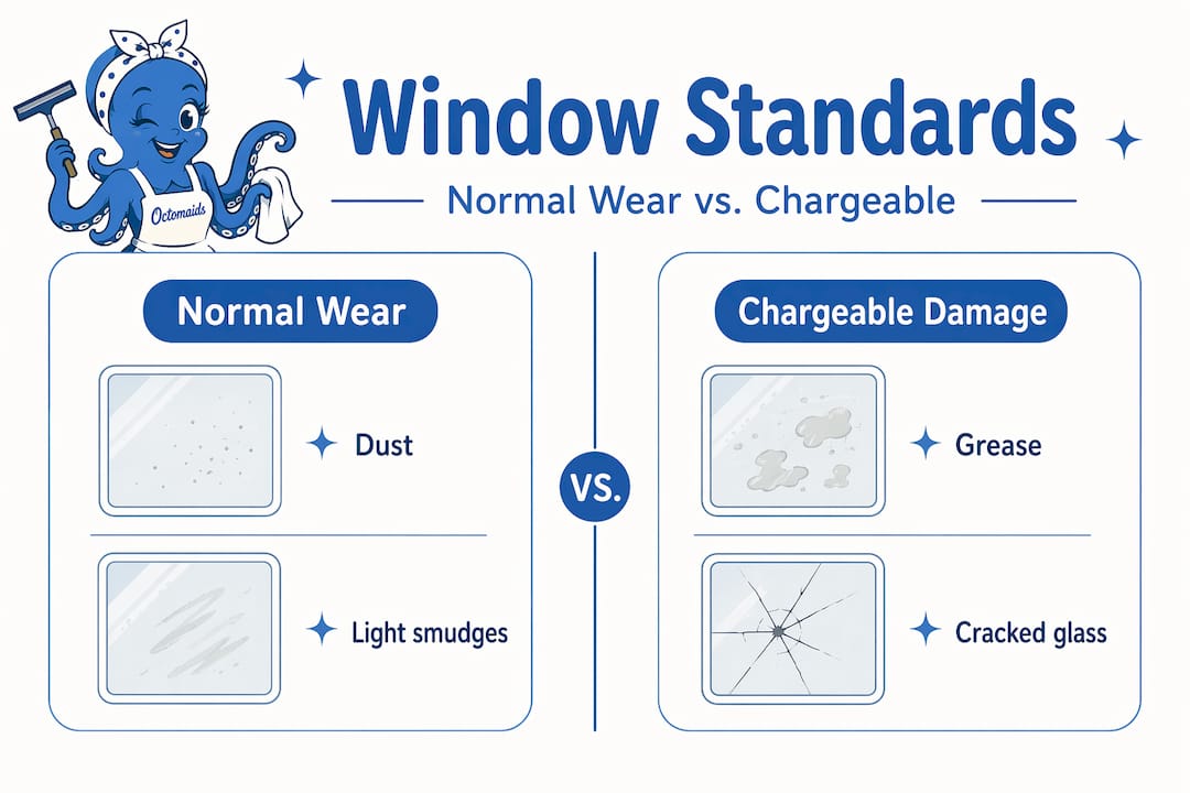 Infographic comparing window normal wear and damage