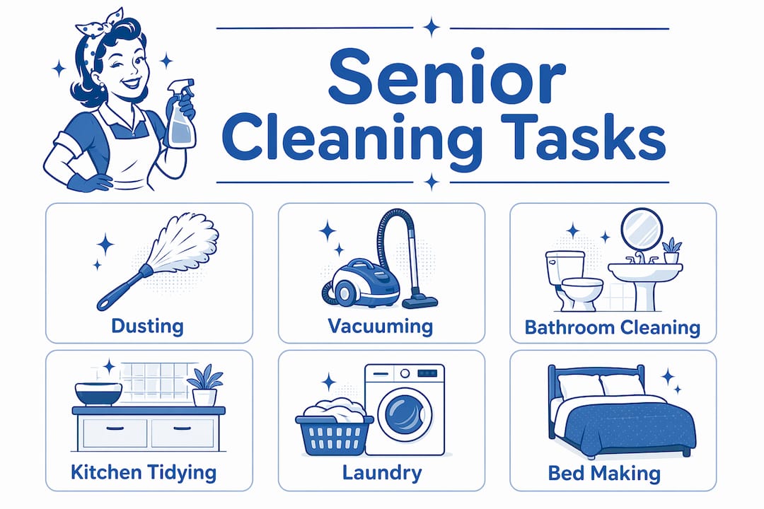 Infographic listing senior home cleaning tasks