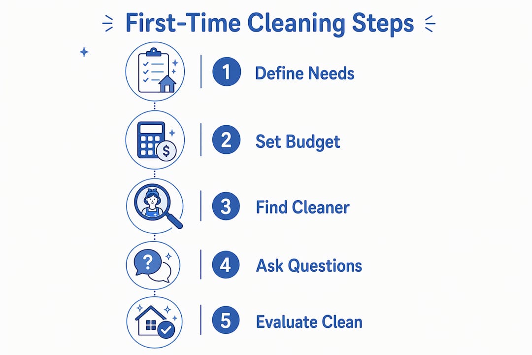 Infographic outlining steps to hire house cleaner